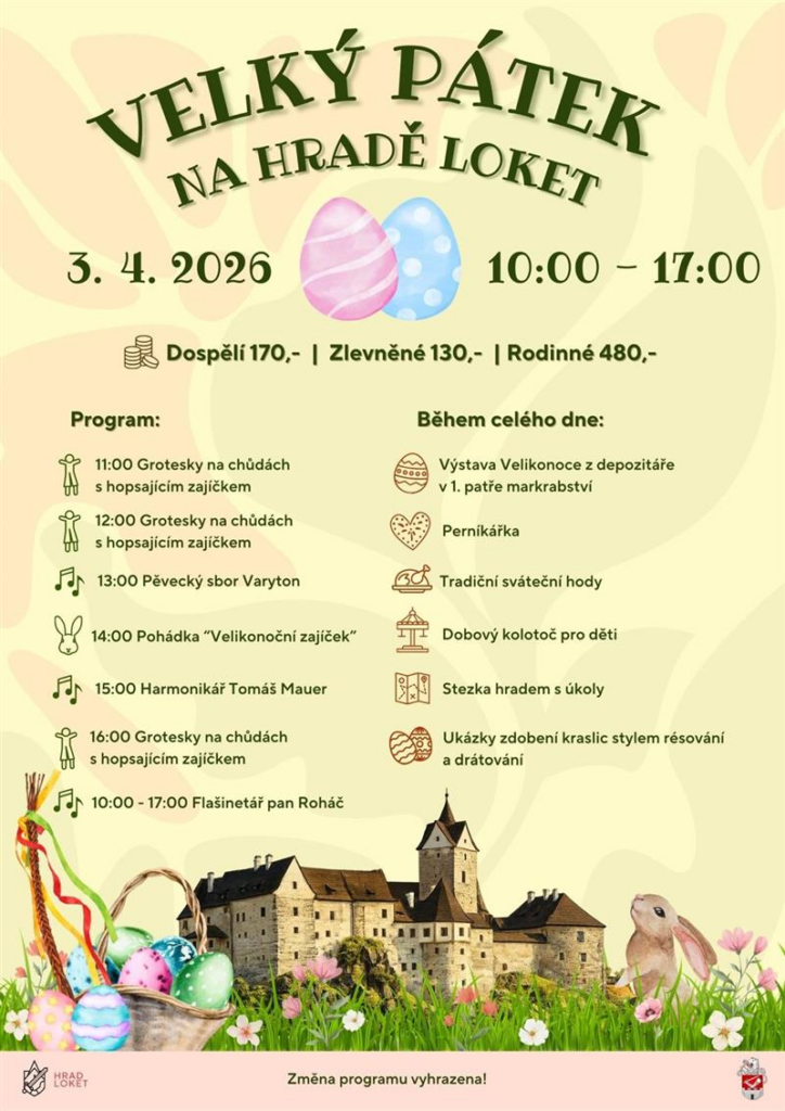 Velký pátek a velikonoční trhy 2026 - hrad Loket nad Ohří