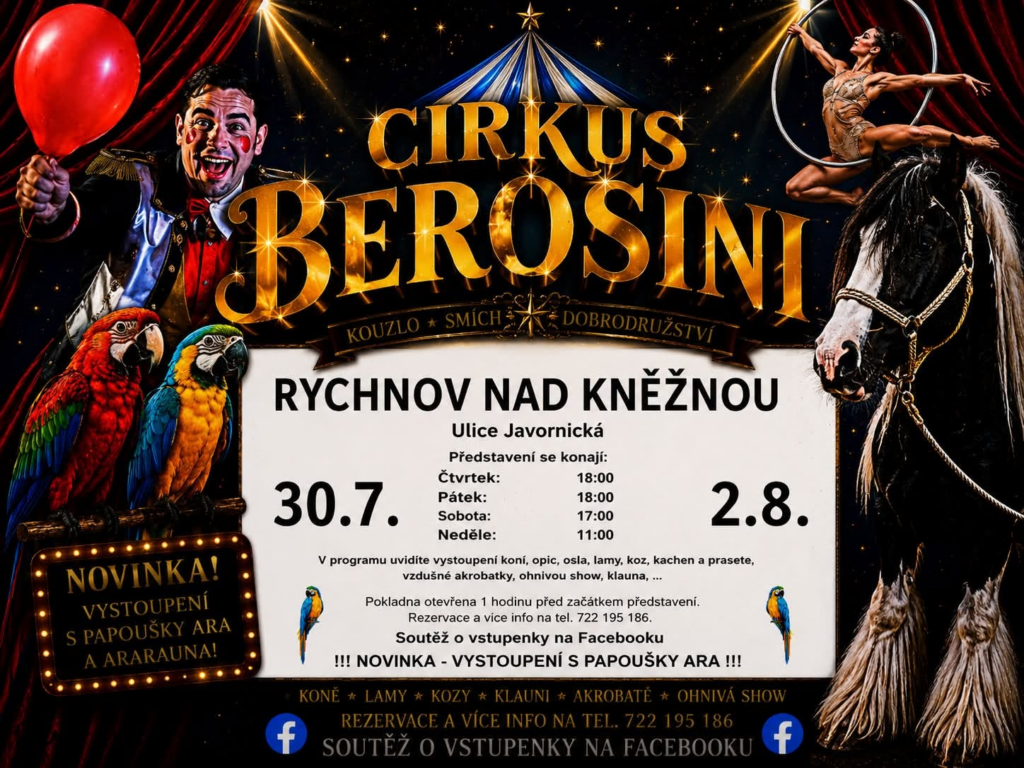 Plakát Cirkus Berosini - Rychnov nad Kněžnou 2026