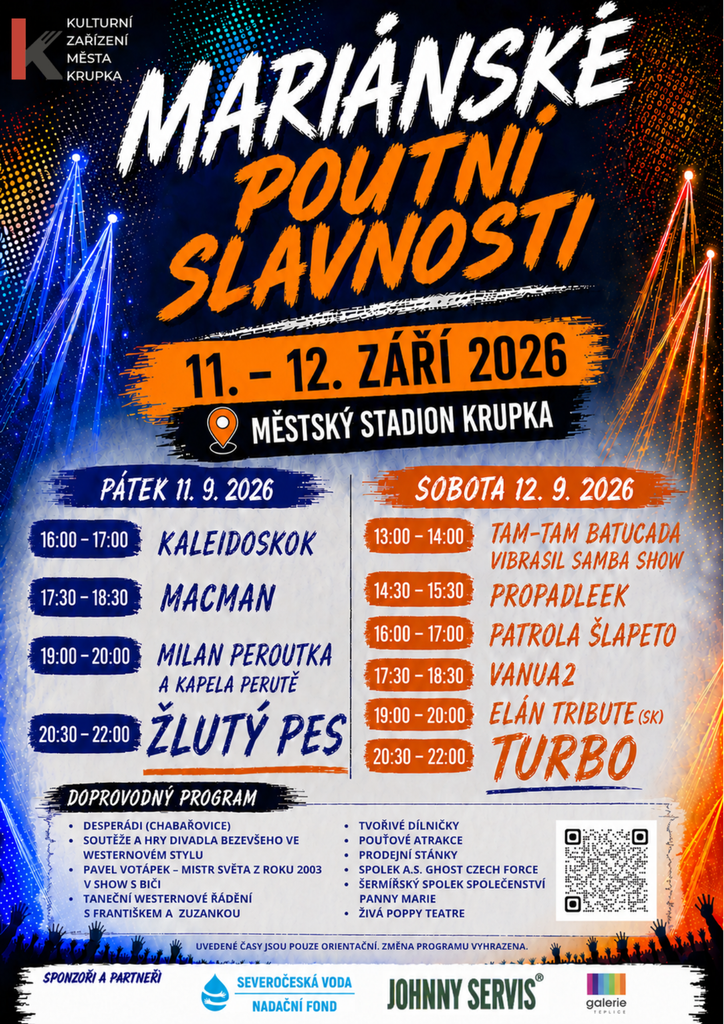 Oficiální plakát akce Mariánské poutní slavnosti 2026 - Krupka