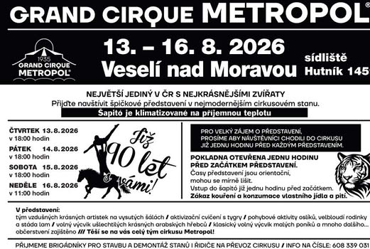 Cirkus Metropol - Veselí nad Moravou 2026